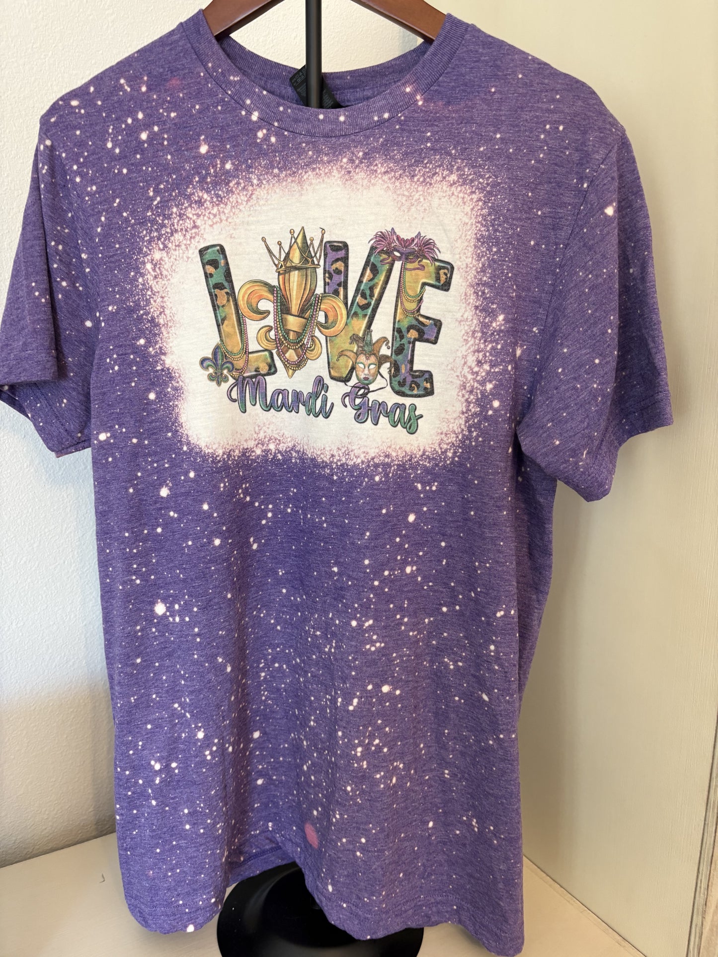Mardi Gras - Bleached Tee - Adult Small