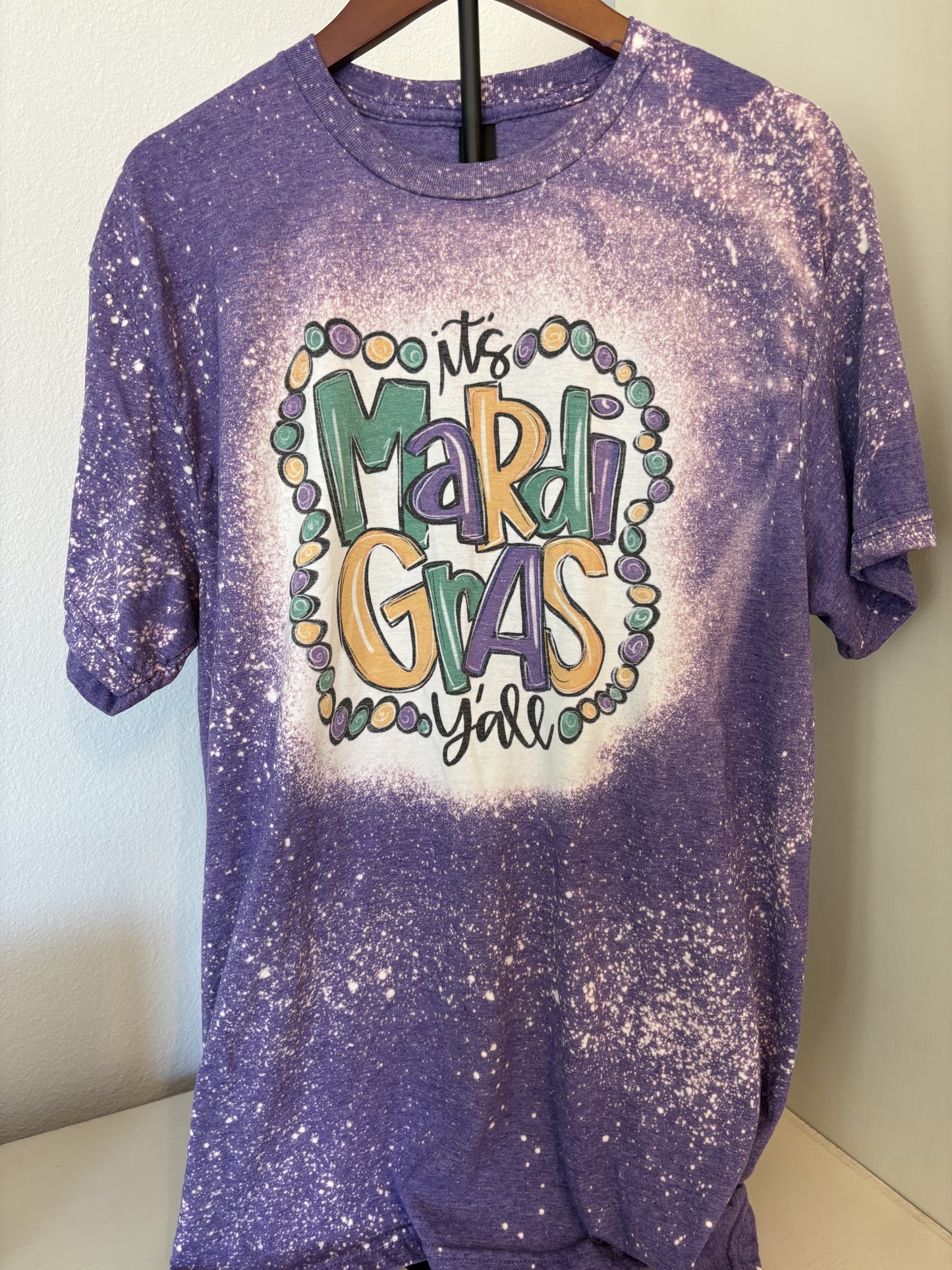 Its Mardi Gras - Bleached Tee - Adult Large