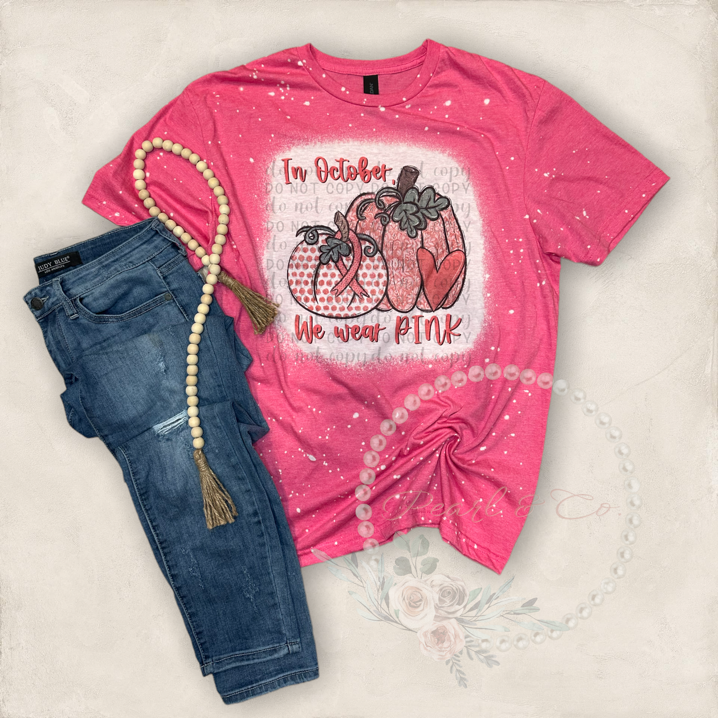 Breast Cancer Awareness Pink Bleached Tee