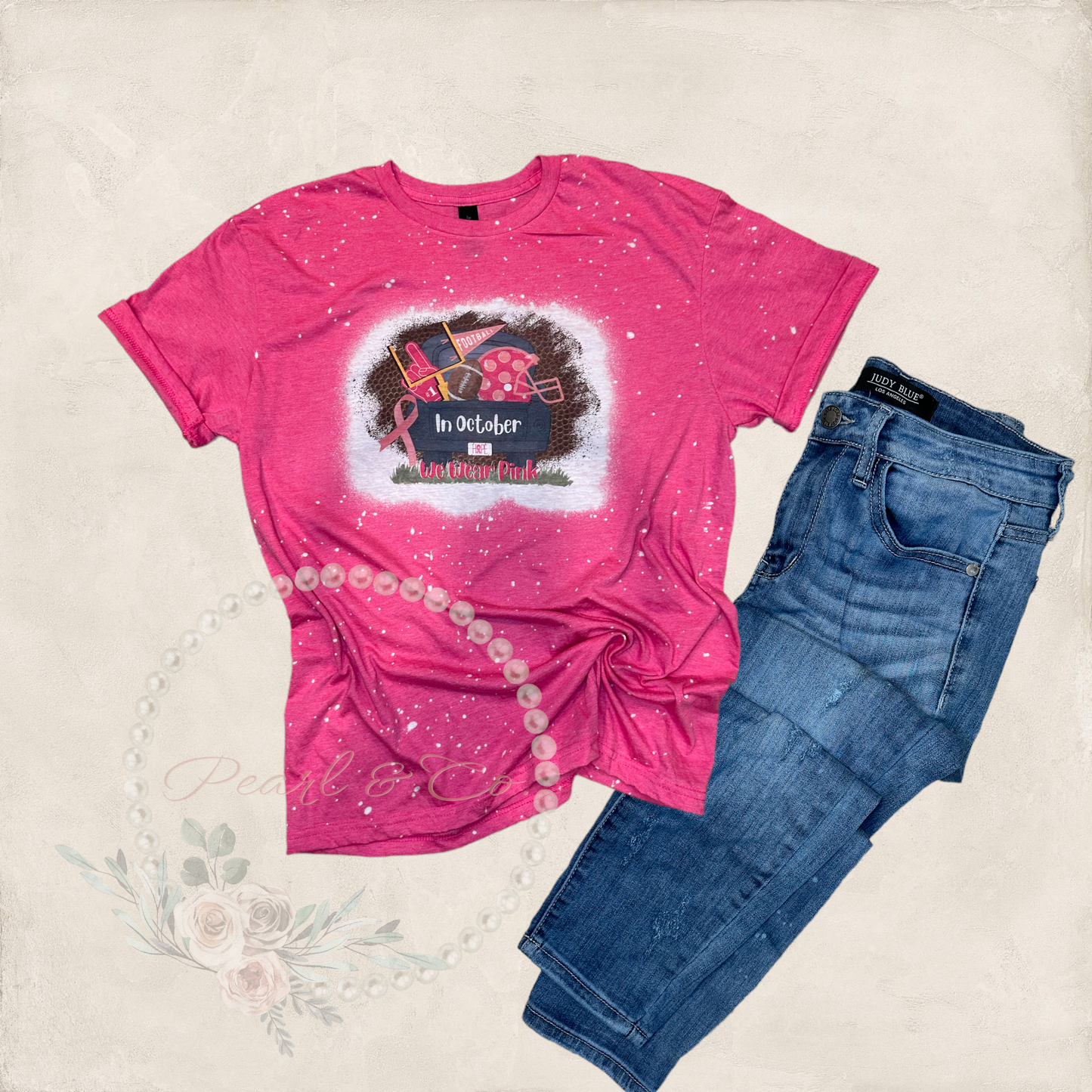 Breast Cancer Awareness Pink Bleached Tee