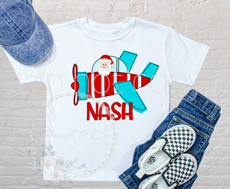 Christmas Santa Plane Tee