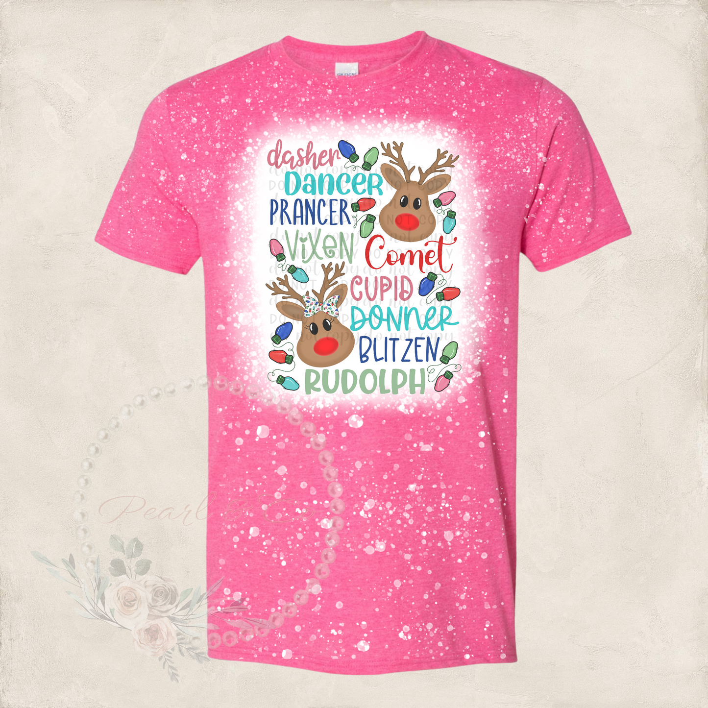 Reindeer Bleached Pink Tee