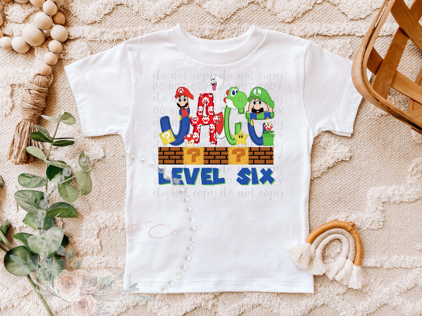 Personalized Video Game Mario Shirt, Custom Mario Bros Font Tee