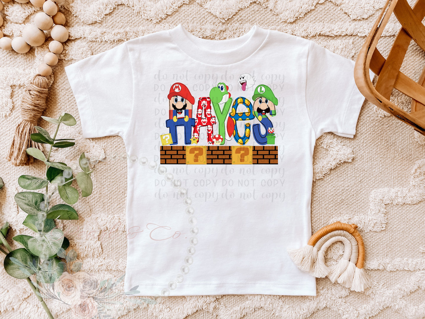 Personalized Video Game Mario Shirt, Custom Mario Bros Font Tee