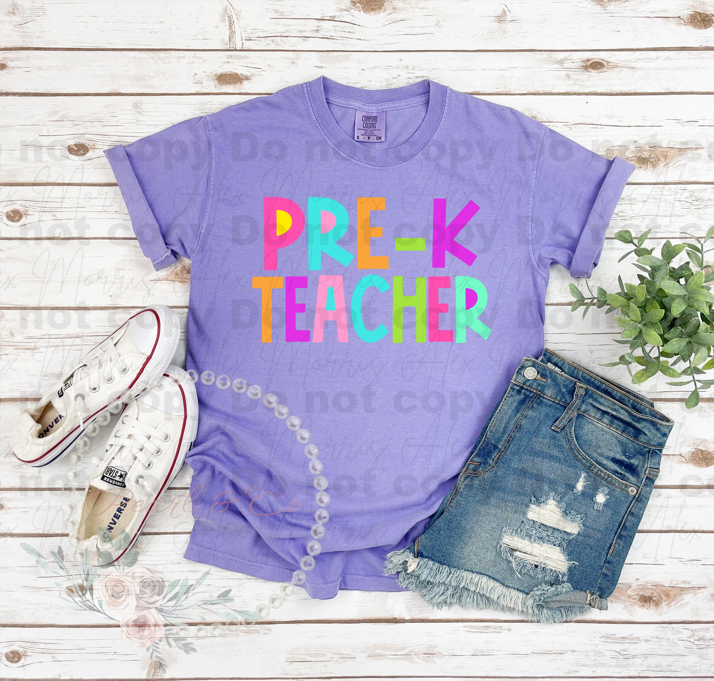 Teacher Bright Colors Font Tee