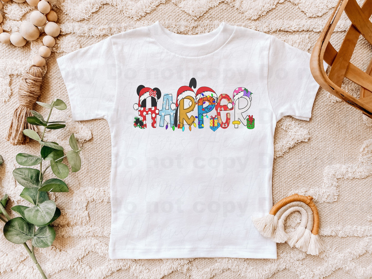 Personalized Mickey Christmas Character Font Tee