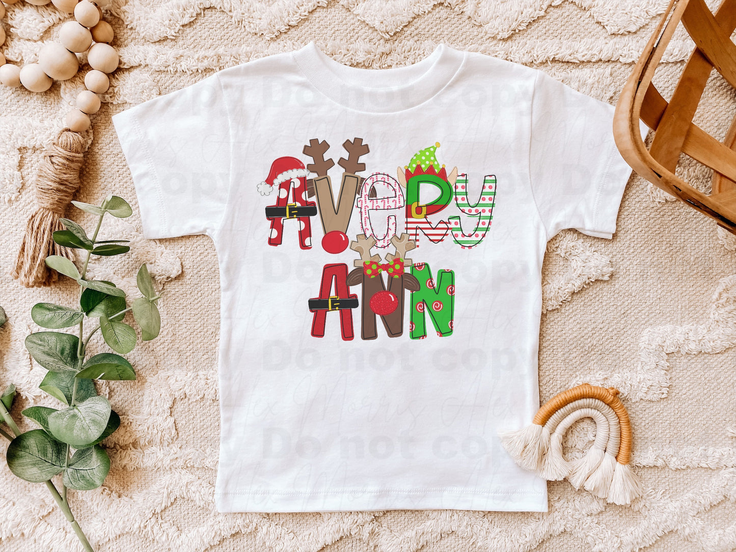 Personalized Christmas Character Font Tee