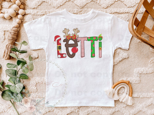 Personalized Christmas Character Font Tee