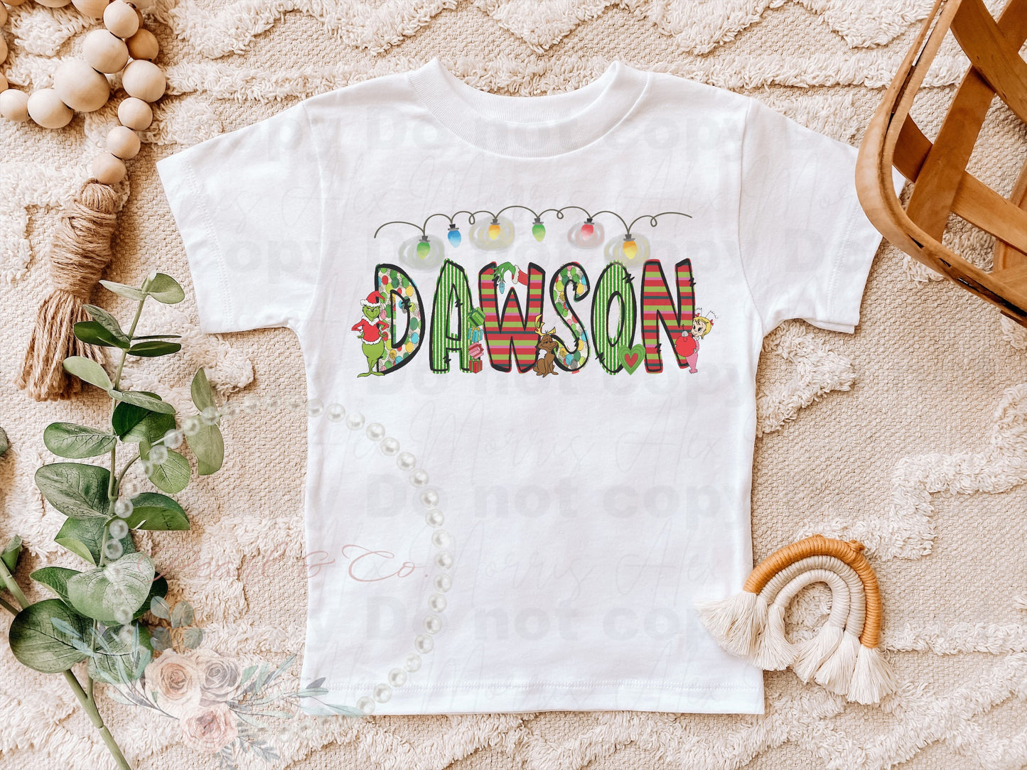 Personalized Christmas Grinch Character Font Tee