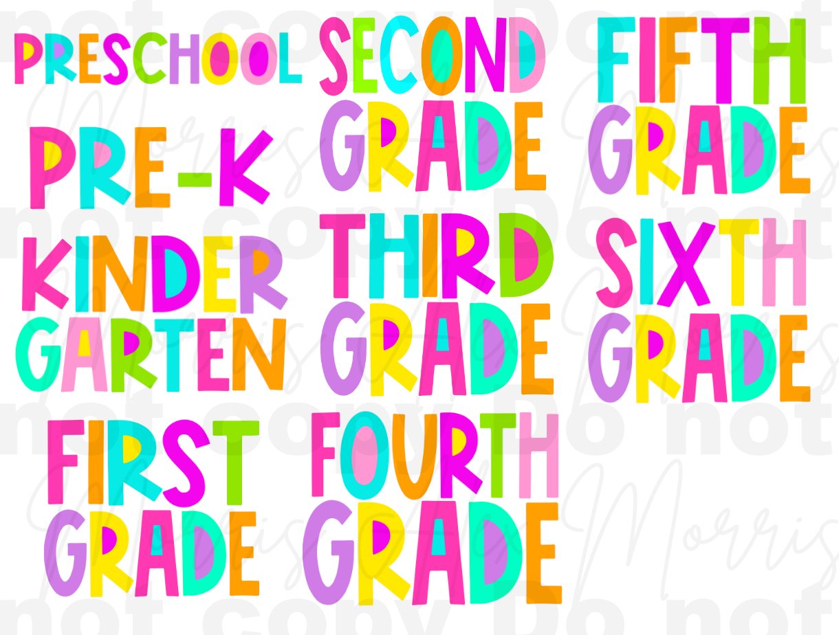 Grade School Bright Font Tee