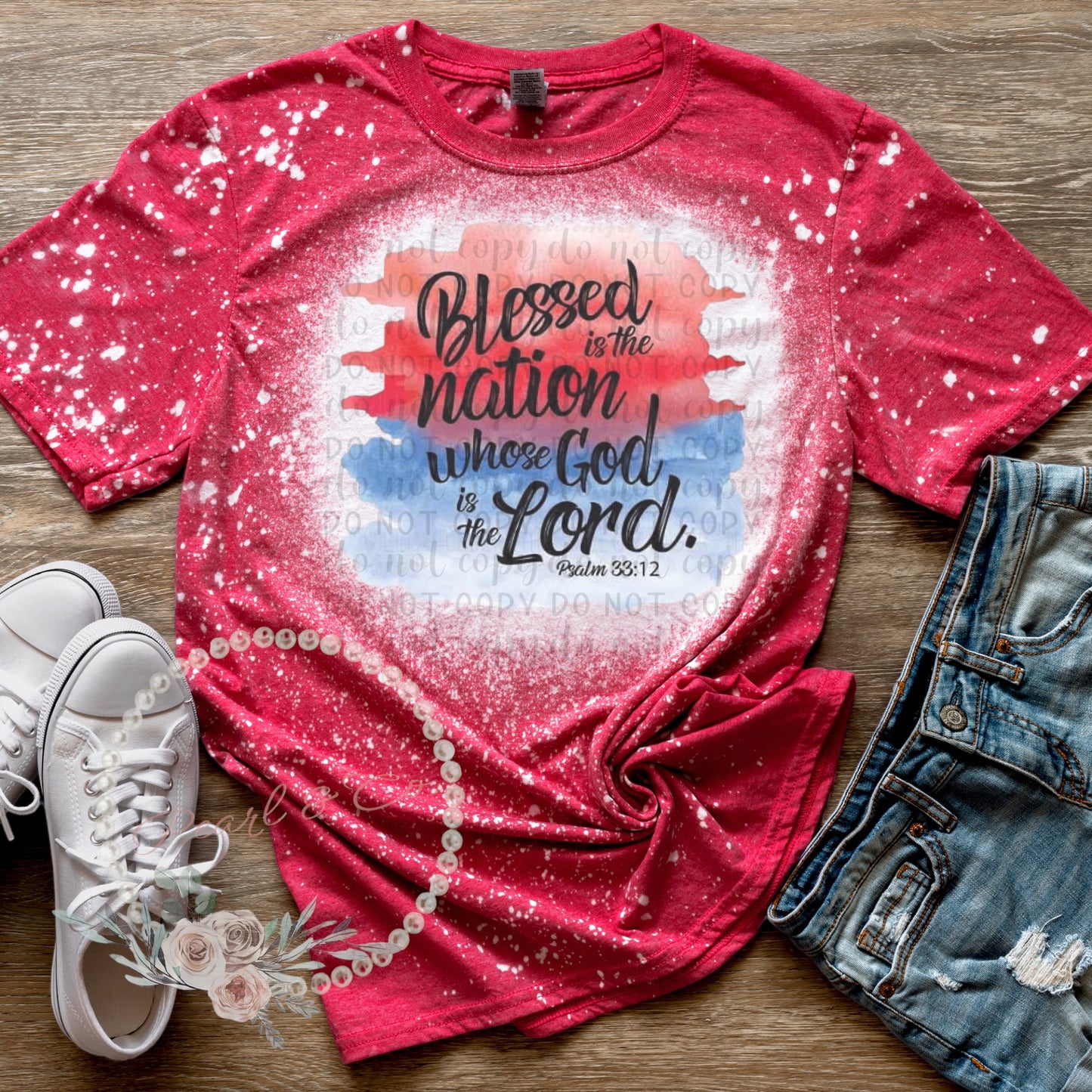 Blessed is the Nation Bleached Tee