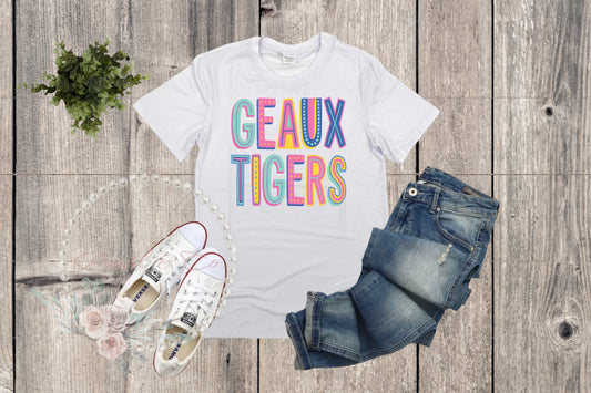 Geaux Tigers Funky Font Tee