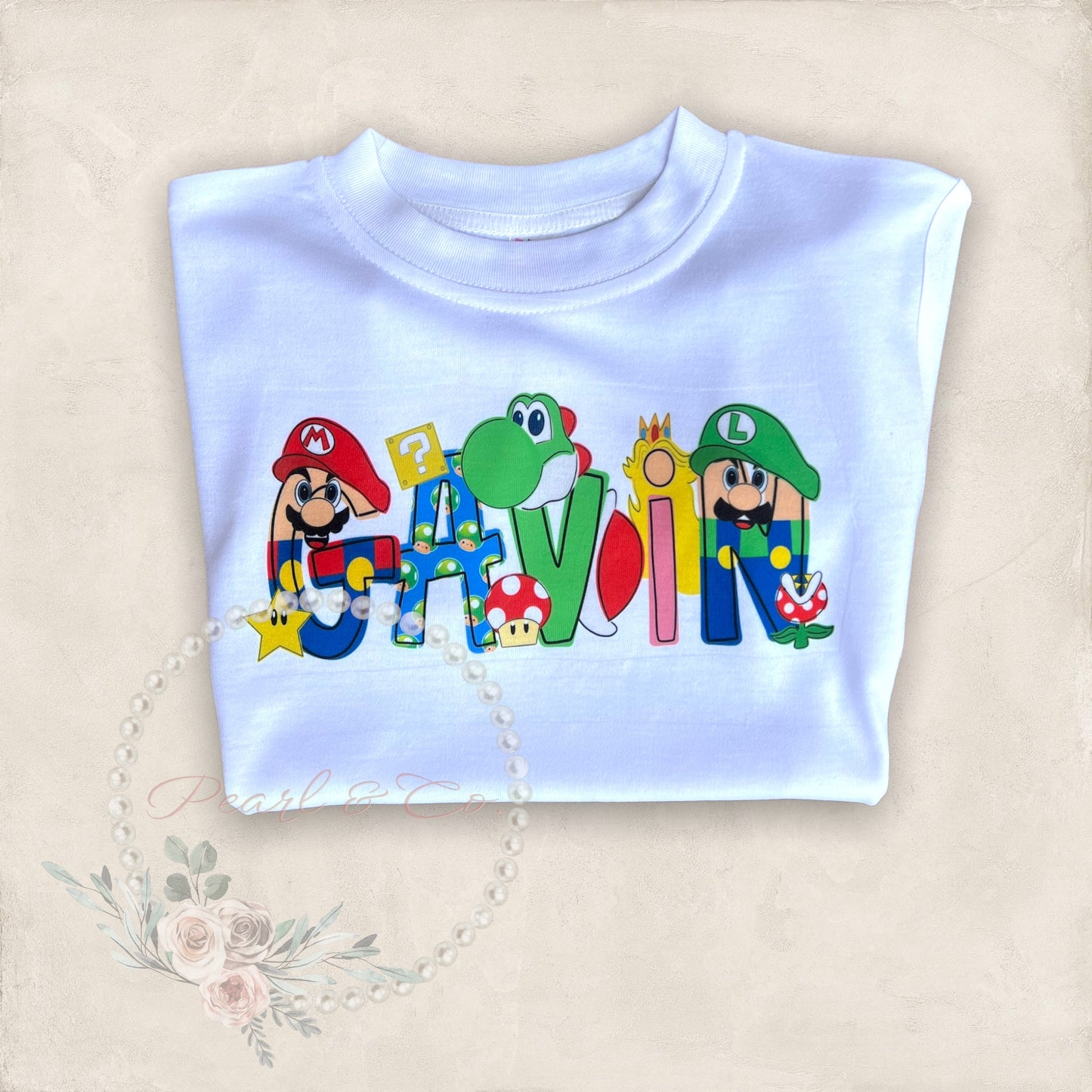 Personalized Video Game Mario Shirt, Custom Mario Bros Font Tee