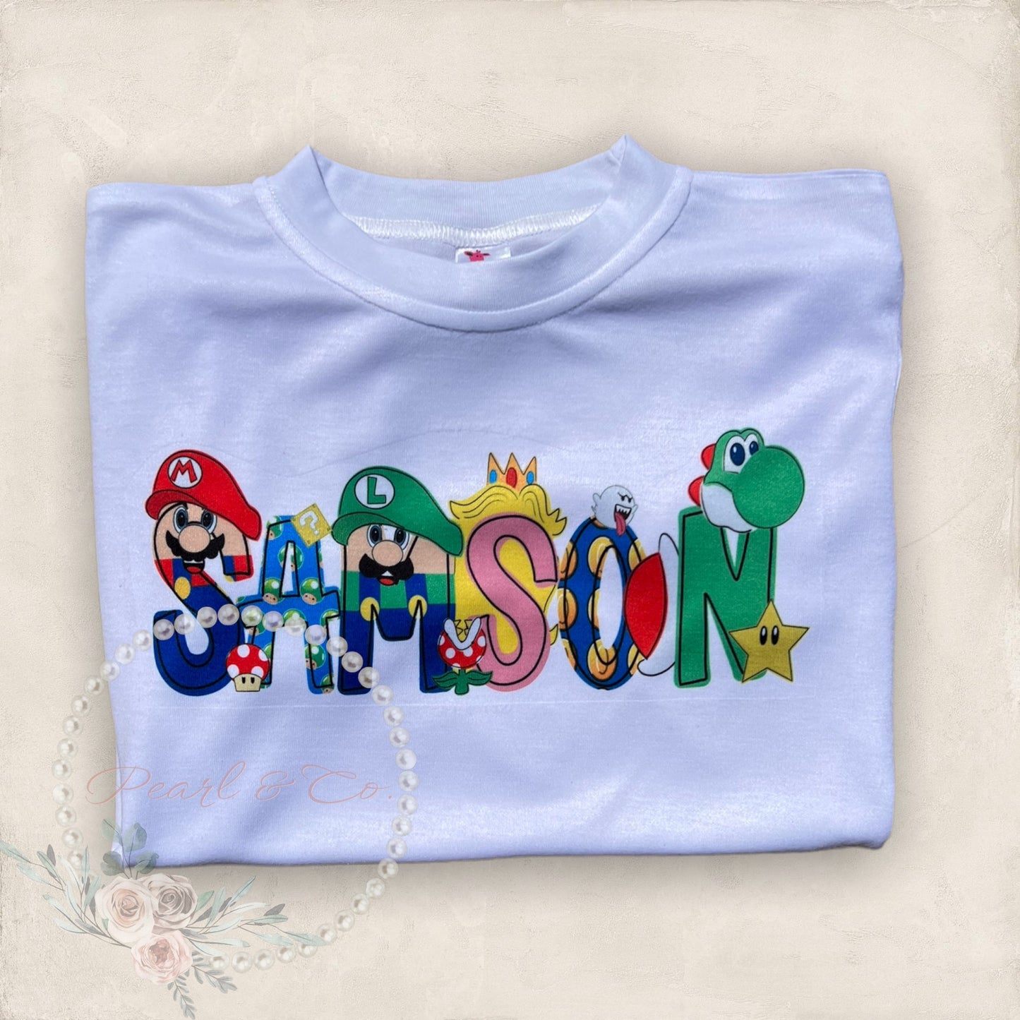 Personalized Video Game Mario Shirt, Custom Mario Bros Font Tee