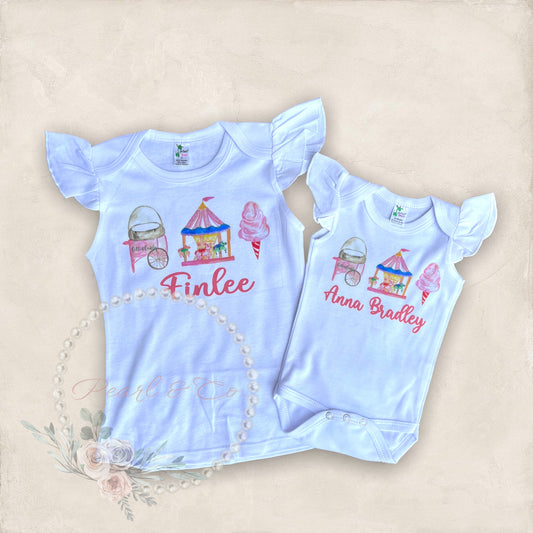 Custom Fair Tee, Personalized Girly Carnival Shirt, Flutter Tank